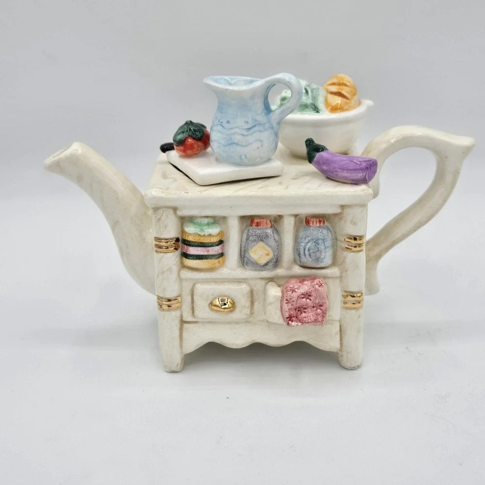 Delton Tiny Teapot Collectible Miniature Porcelain Kitchen Island Vintage